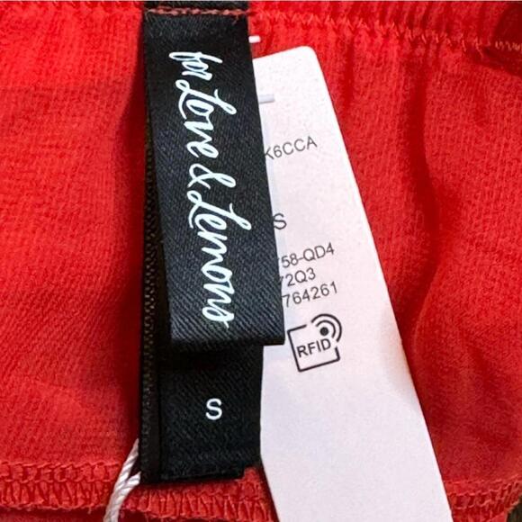 For Love & Lemons Berry Red Anika Midi Slip Dress Size S NWT Rosette Mesh - Picture 12 of 12